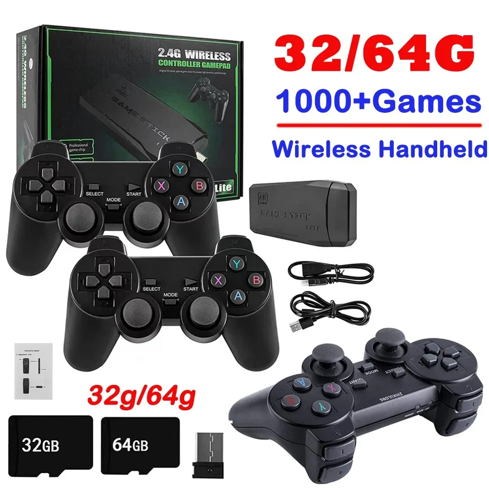 M8 Retro Game Console 32/64G 2.4G Double Wireless Controller Game Stick 4K Lite Built-in 10000 Games Retro Games For PS1/MAME