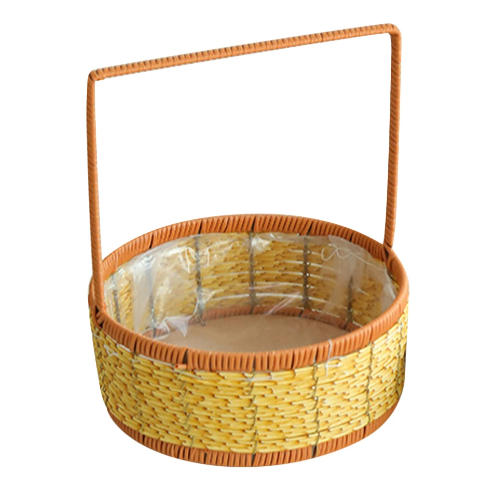 

Imitation Rattan Storage Basket Plastic Fruit Holder Decorative Woven Snack Vegetable Bread ganizer Bathroom Kitchen Pantry
