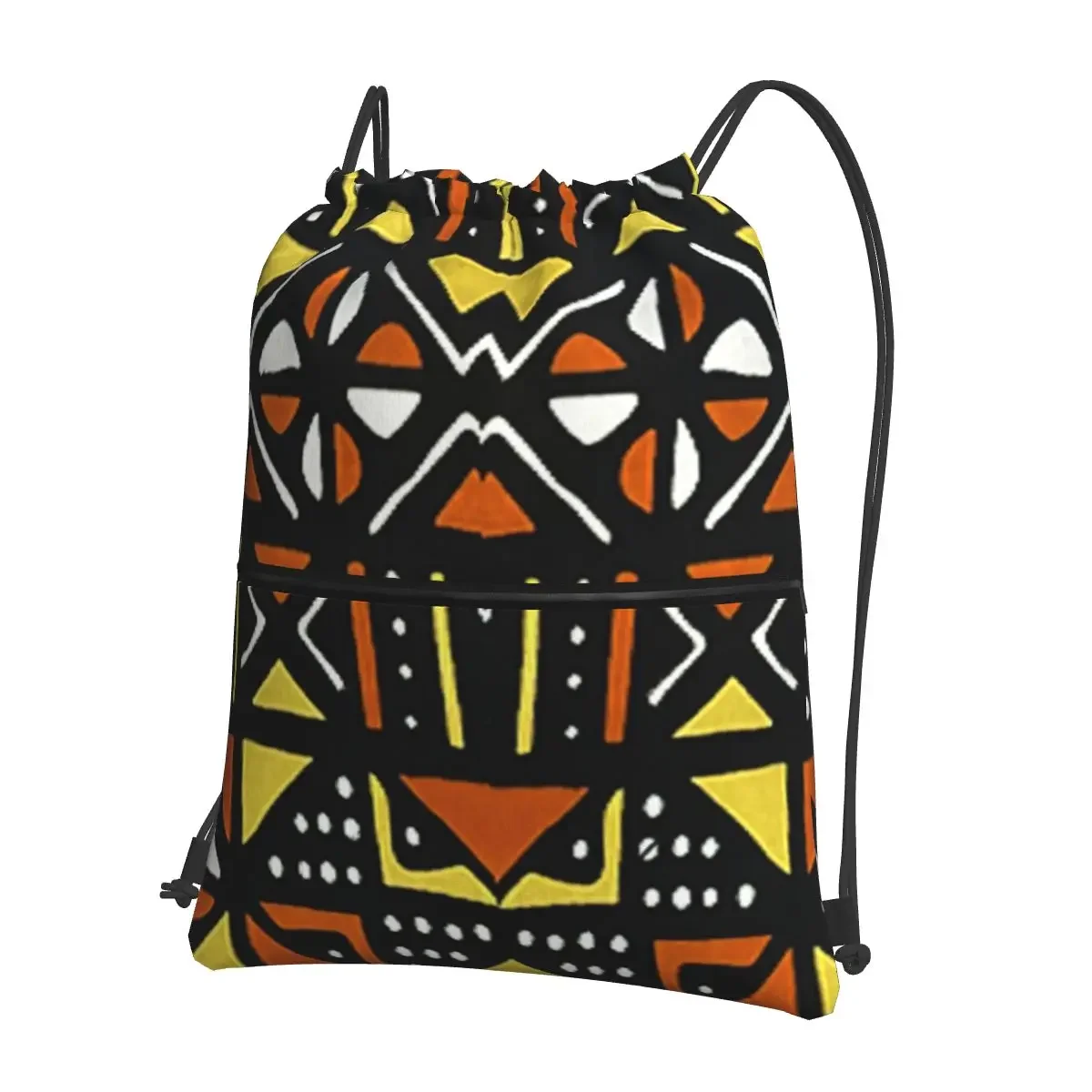 

African Bogolan Mudcloth Pattern Backpacks Drawstring Bag Drawstring Bundle Pocket Storage Bags For Travel Sport Man Woman