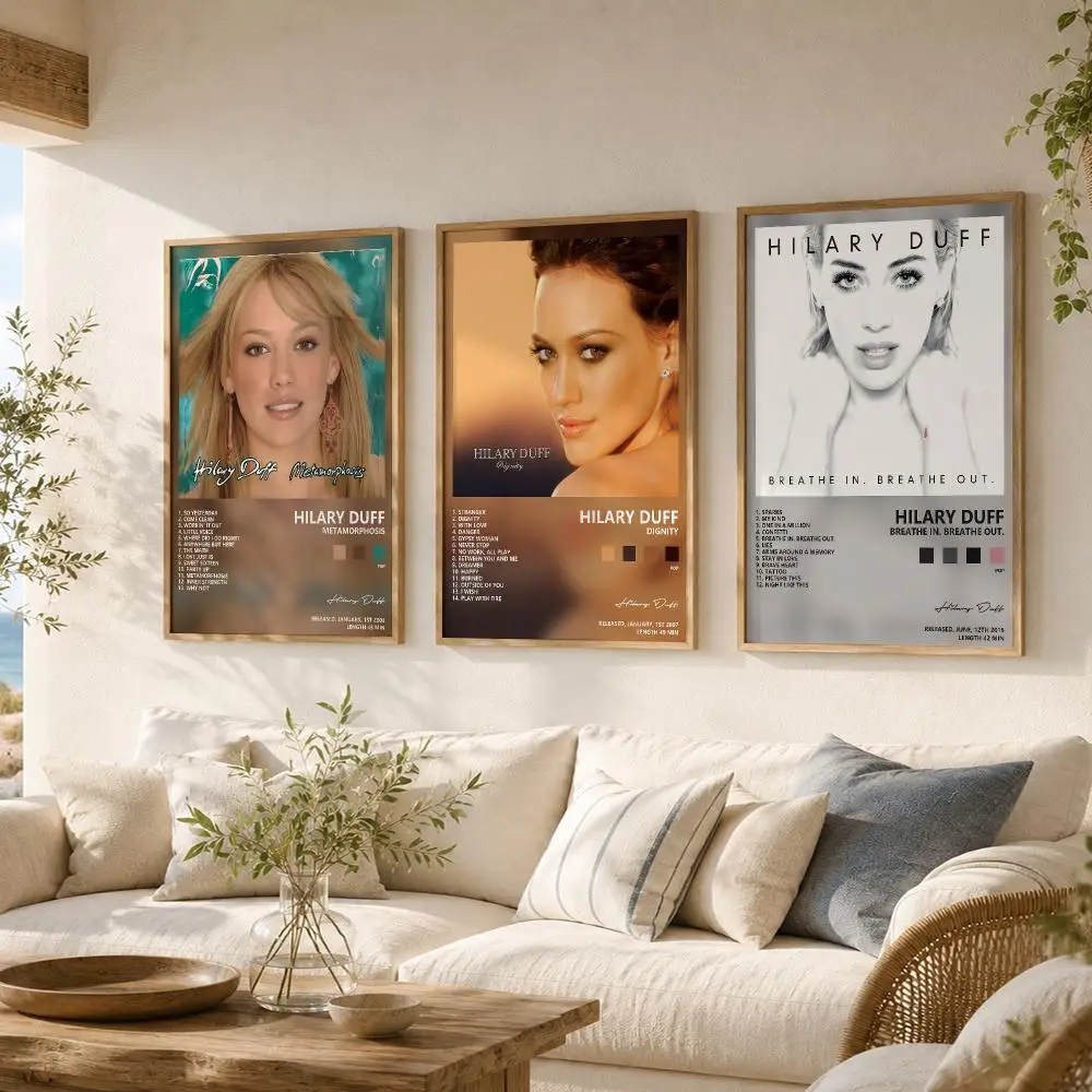 H-Hilary Duff Album Poster Self Adhesive Wall Stickers Wall Art Decor Mural Painting Decals for Living Room Office Home