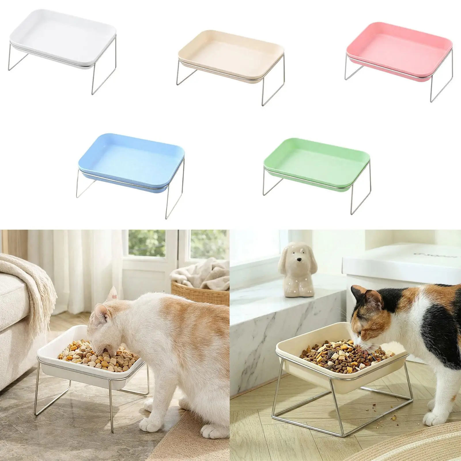 Wear Resistant Portable Pet Food Bowl with Slope Base Ergonomic Design Stainless Steel Elevated Feeder for Dogs and Cats