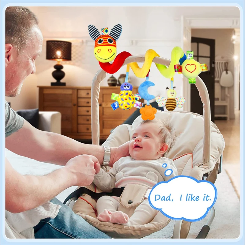 Kinderwagenaccessoires Cartoon Insect Knuffel met rinkelend papier Pluche Comfort Nachtkastje Hanger Pluche Decoratie Kinderwagen