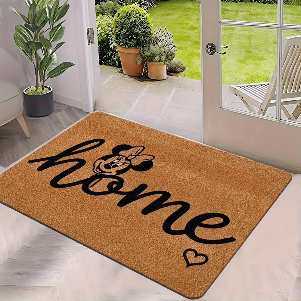 1pc Mickey & Minnie Mouse Non-Slip Doormat - 