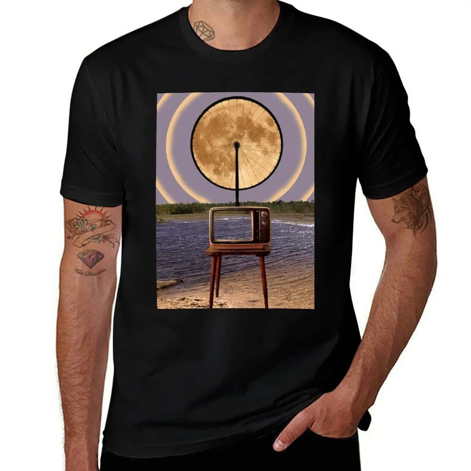 Moon Wheel - Psychedelic Collage T-Shirt Festival Party Tee Top T-Shirt
