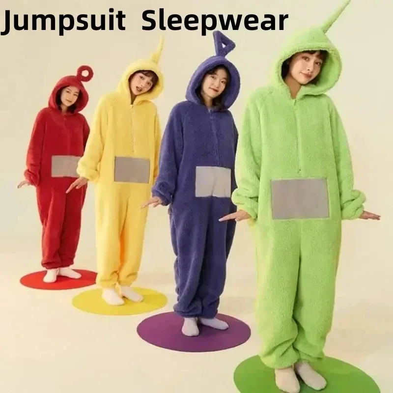 

New Halloween Cosplay Cartoon Adult Kids Jumpsuit Costume Adult Onesie Pajamas Unisex Laa-Laa Po Animal One-Piece Costume Cospla