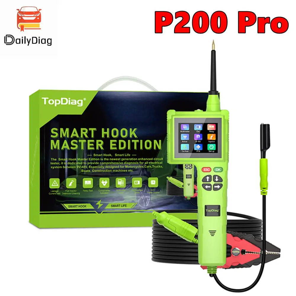 

TopDiag P200 Pro Auto Circuit Tester 12V 24V Power Circuit Probe Kit Car Voltage Resistance Relay Tester Car Diagnostic Tool