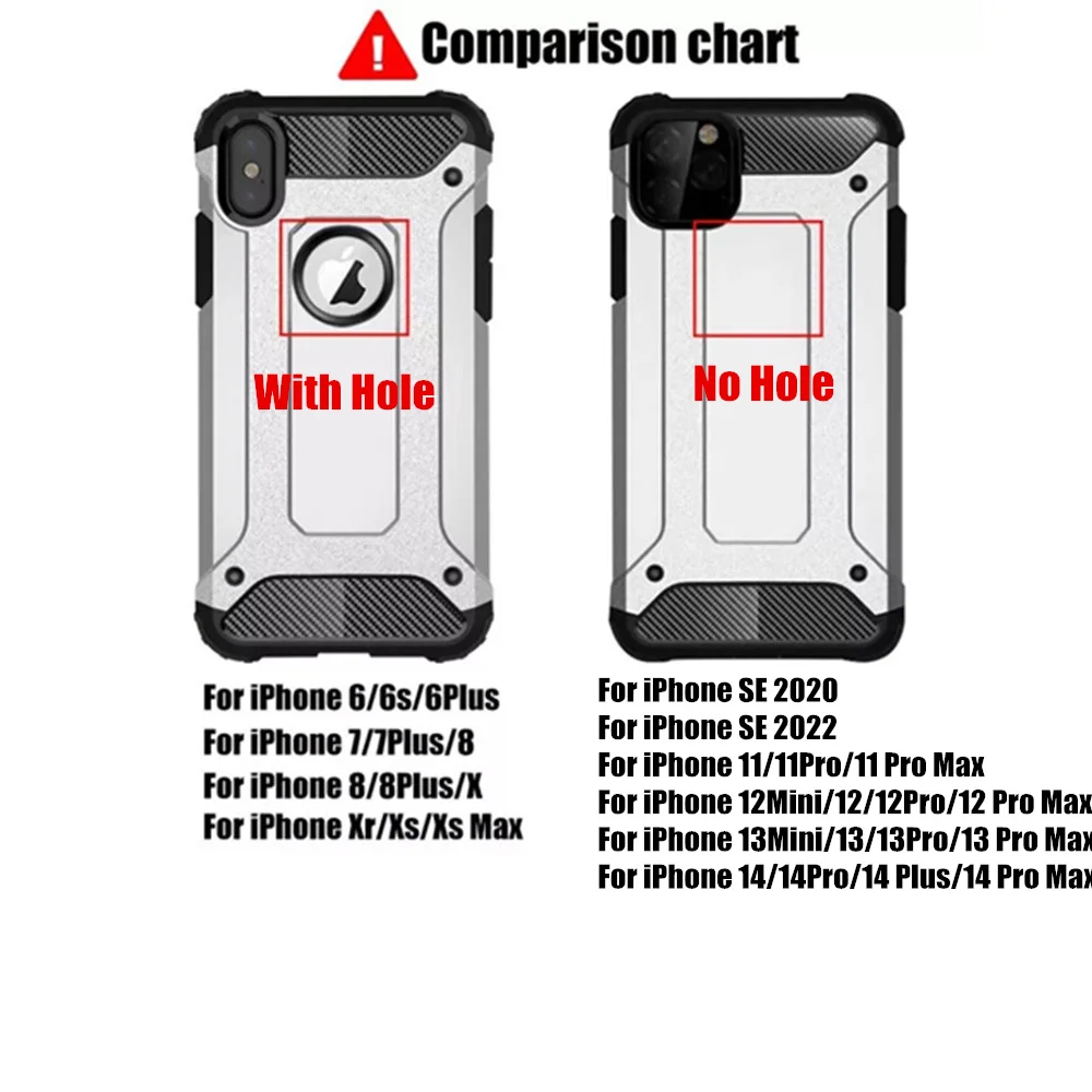 For iphone 14 13 12 11 X XS MAX XR 6S case Shockproof Hybrid TPU Armor Silicone Rubber Cover For iphone 6 6s Plus 7 8 plus Coque
