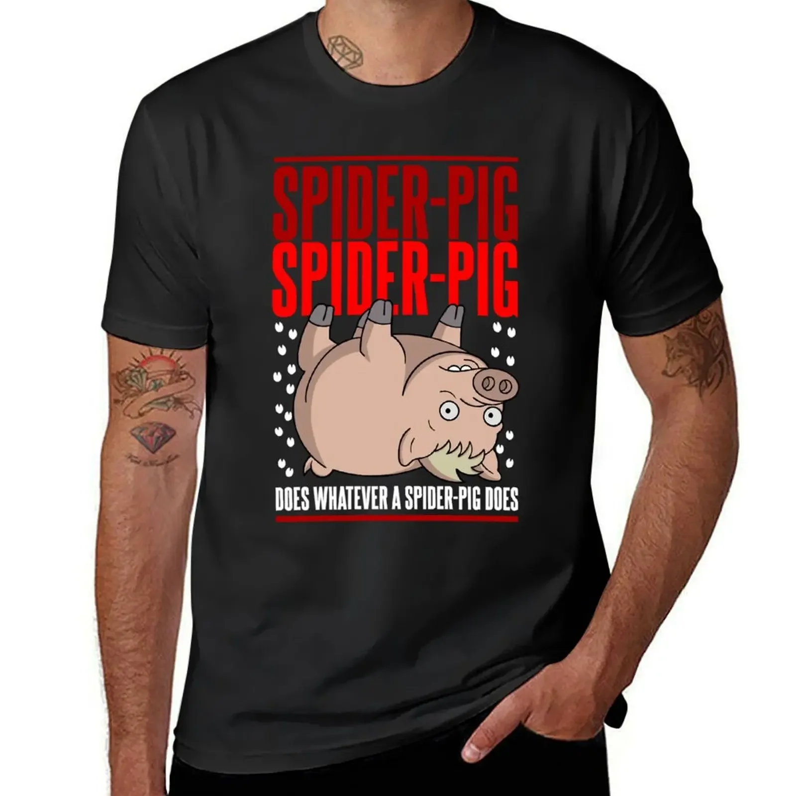 Does Whatever a Spider-Pig Does T-Shirt anime figures shirts graphic tees mens clothes