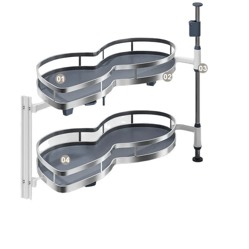 

Corner basket Kitchen cabinet Double-layer UFO storage Rotary rack Multifunctional built-in bowl basket Corner