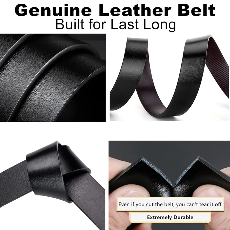 Ceinture noire en cuir véritable avec structure automatique, rehaussez votre style, élégante, parfaite pour les professionnels modernes