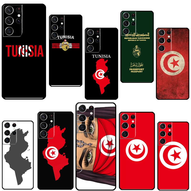 Tunisia Flag Map Phone Cover For Samsung Galaxy S21 S20 Ultra FE S8 S9 S10 Note 10 Plus Note 20 Ultra Coque