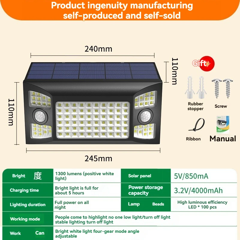 ​Bright Solar Garden Light with Human Touch Sensor - Eco-Friendly Outdoor Lighting for Garden, Patio & Courtyard