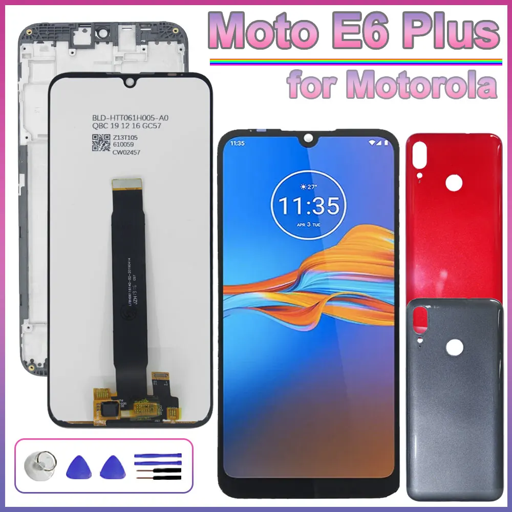 For  Motorola Moto E6 Plus LCD Display Touch Screen Digiziter Assembly Replacement for Moto E6 Plus XT2025 with Frame