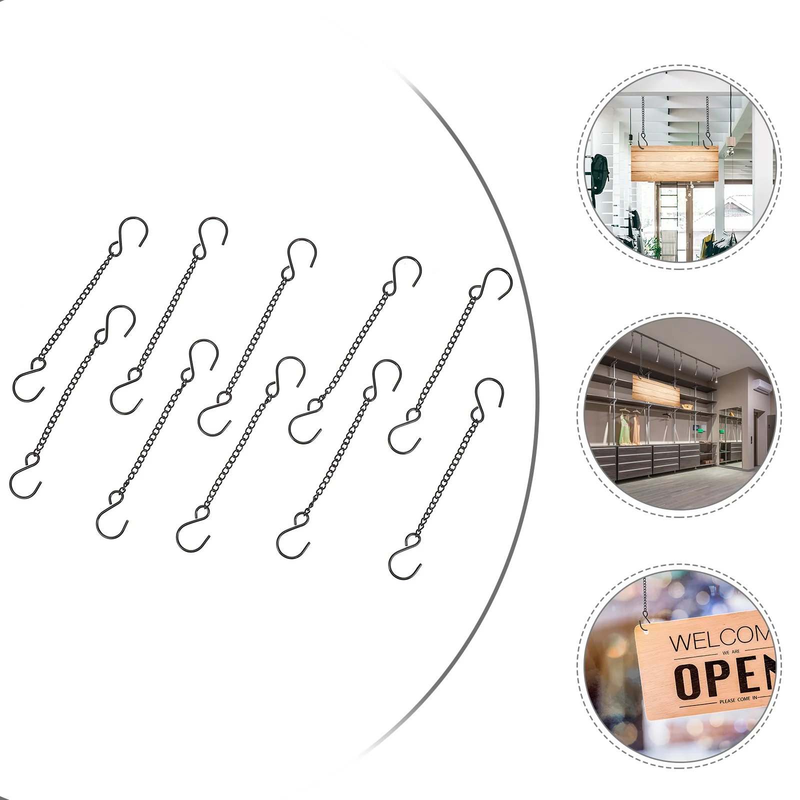 

10 Pcs Door Hanging Chain Hanger Decor Mirror Wire Chains Fire Sign with Hook Iron Multifunction