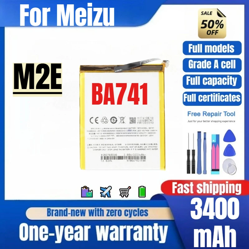 

BA741 for Meizu M2E Mobile Phone Battery 0 Cycle High Quality High Capacity Battery Replacement Bateria Grade A Cell with Tools