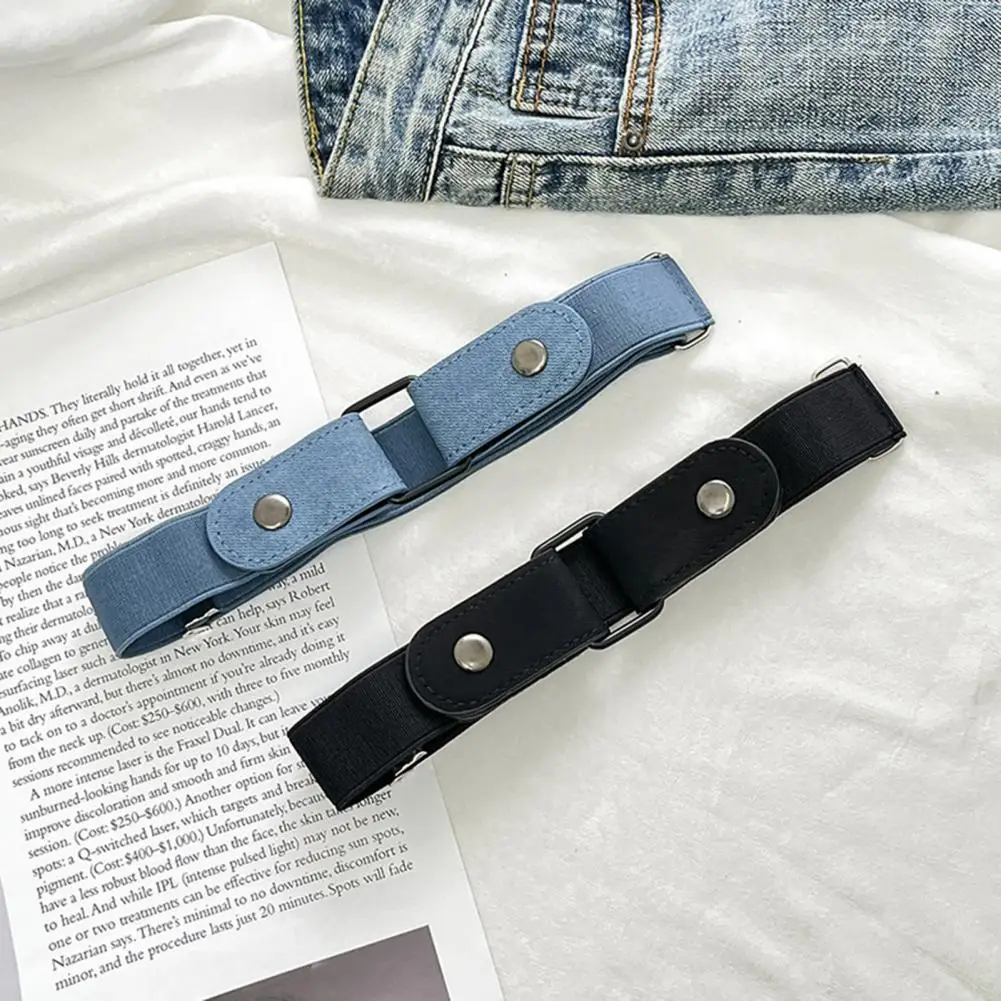 

Trendy Jeans Belt Reusable Lazy Waistband Buttons Closure No Buckle Stretchy Jeans Lazy Belt Waist Tight