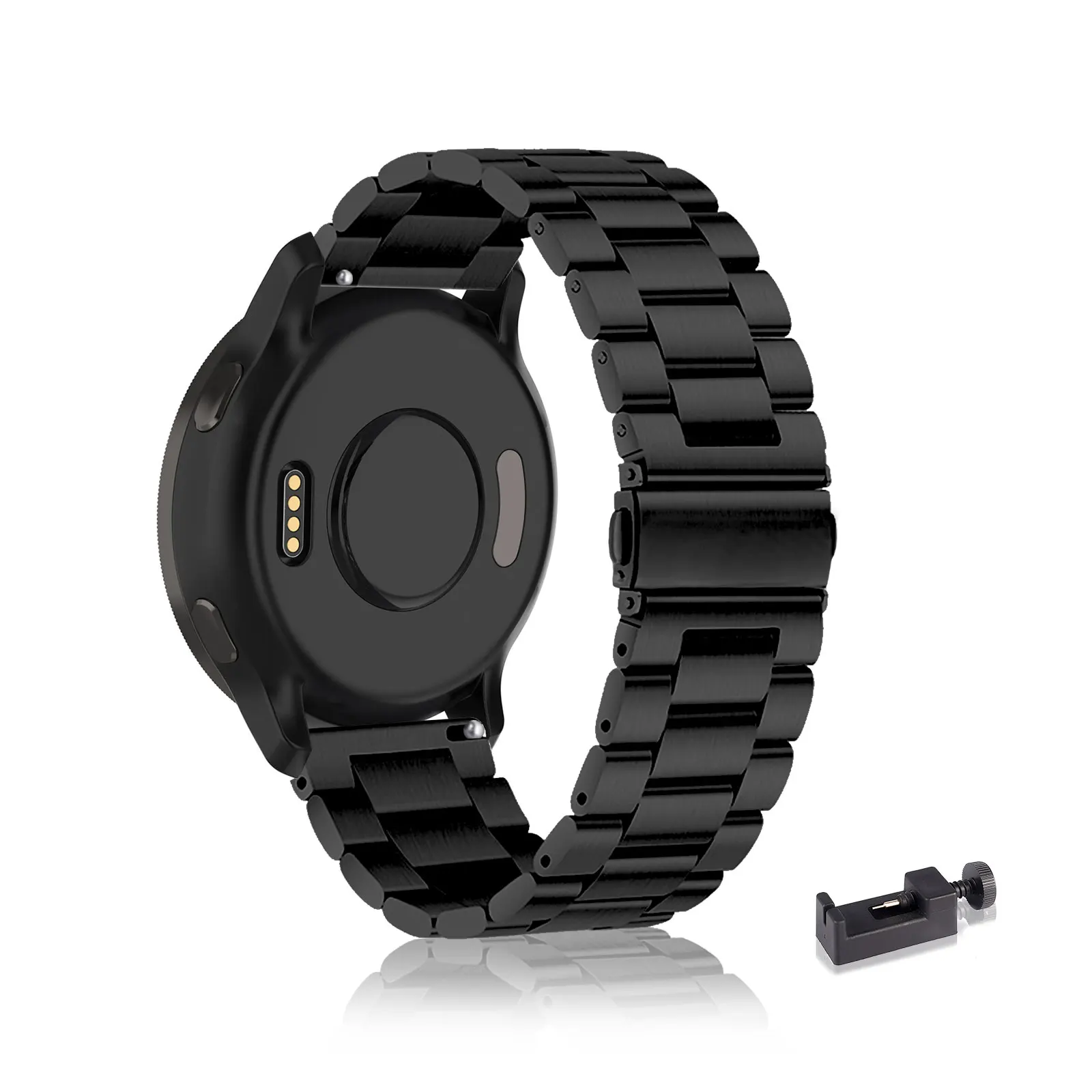 

Stainless Steel Bands for Garmin Vivoactive 5/Vivoactive 3/Vivoactive 3 Music Band, Three Columns Metal Replacement Strap