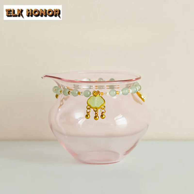 260ml Cherry Blossom Powder Pendant Glass Tea Pitcher Tea Divider Cha Hai Dispenser Justice Cup Puer Fair Mug Teaset Accessories