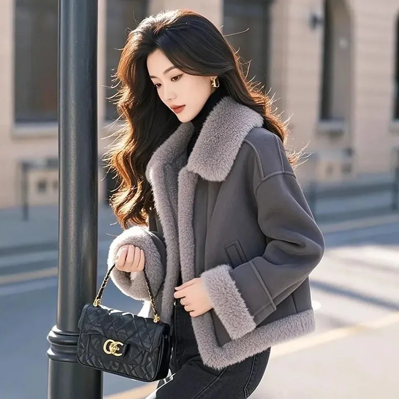 Frauen Pelzmantel 2026 Neue Einzigartige Koreanische Grau Dicke Warme Pelz einteiliges Mantel Für Weibliche Winter Jacke Mode damen Oberbekleidung