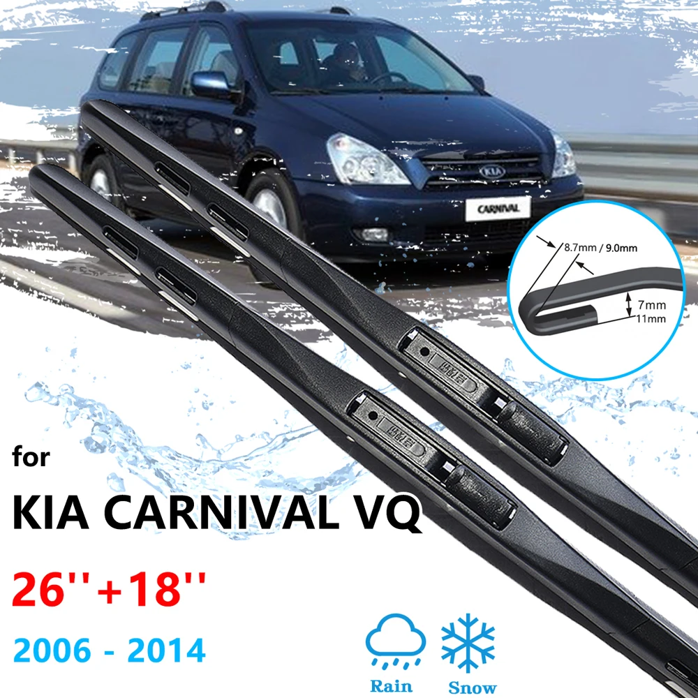 

2x For Kia Grand Carnival Sedona VQ 2006~2014 Car Windshield Front Wiper Blades Boneless Frameless Rubber Brushes Accessories