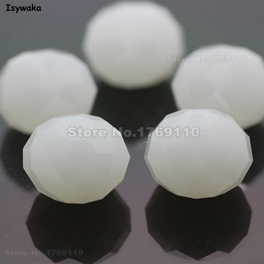 Isywaka Non-hyaline White Color 10*12mm 70pcs Rondelle Austria faceted Crystal Glass Beads Loose Spacer Round Beads