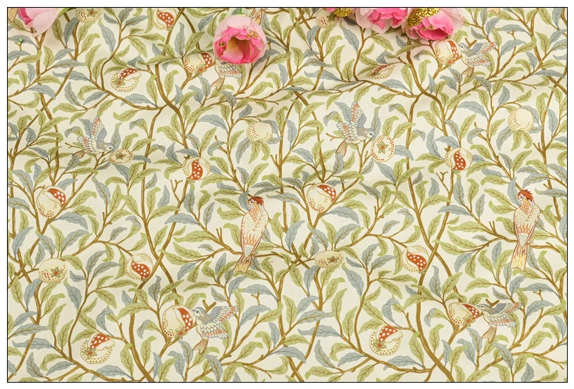 Cotton Canvas William Morris Fabric Cotton Digital Printing Classic Flower Printed Handmade Crafts Supplies