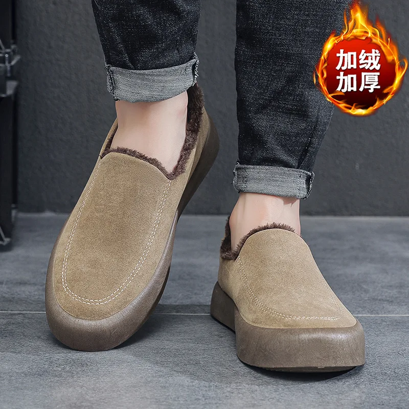 

Hot Sale Men's Shoes Winter New Large Size Warm Outdoor Plush Casual Shoes British Style Comfortable Trendy Skateboarding Shoes