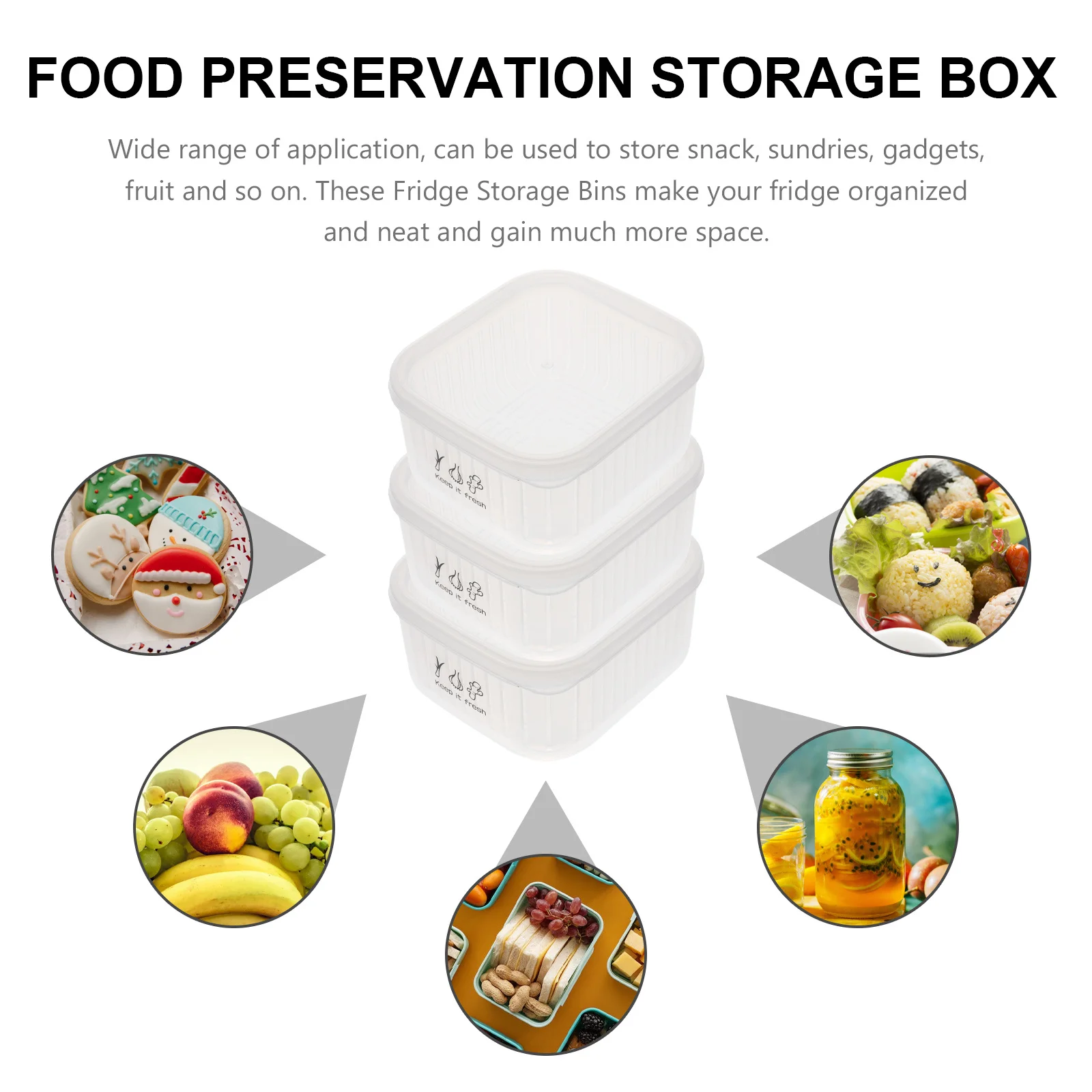 

3Pcs Fridge Food Storage Box High Quality Preservation Container with Wide Application for Home Kitchen Organizers Cases