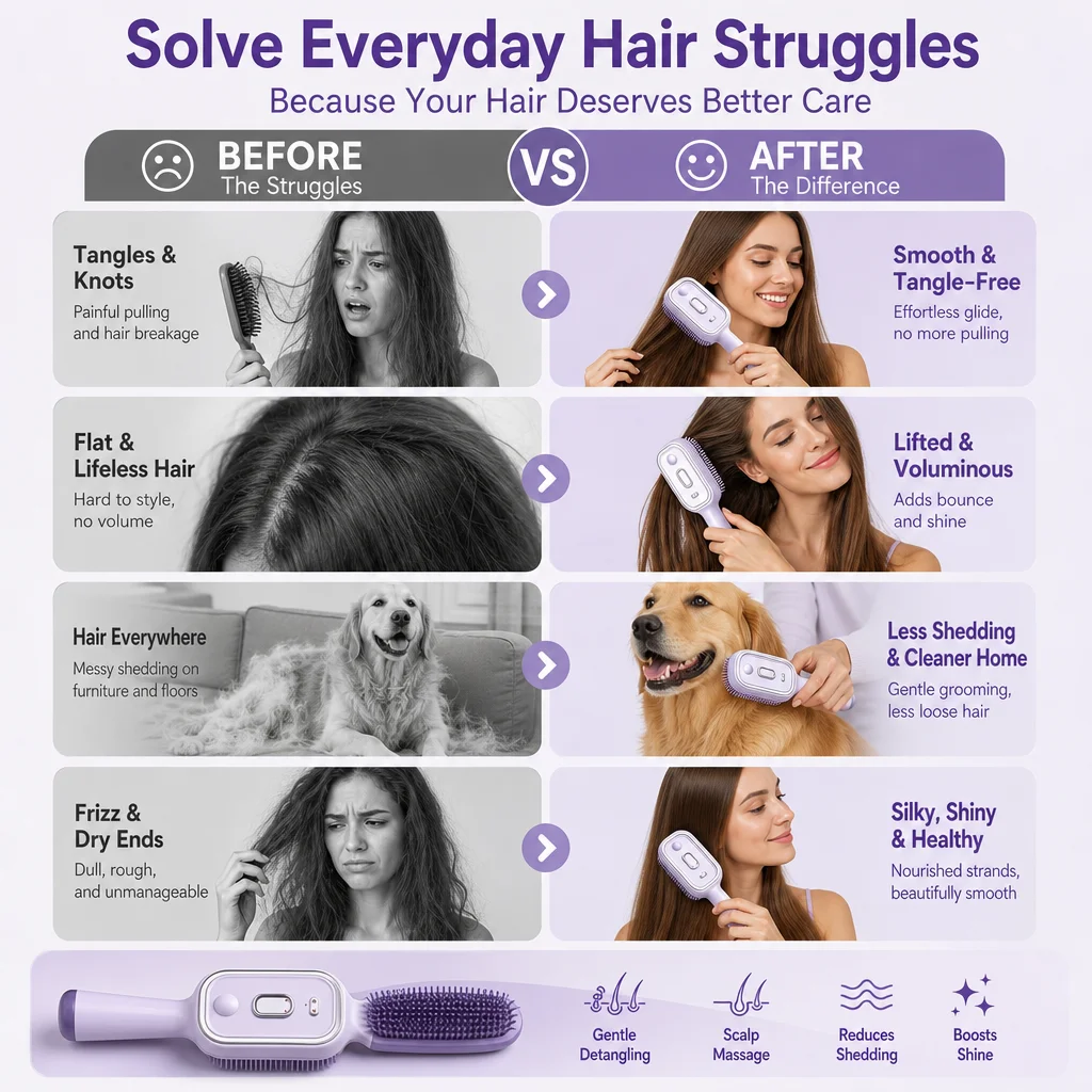 Electric Hair Comb Mist Conditioning Brush Hair Care Brush Scalp Massage Tool Portable Styling Comb Smooth Frizz Moisturizing