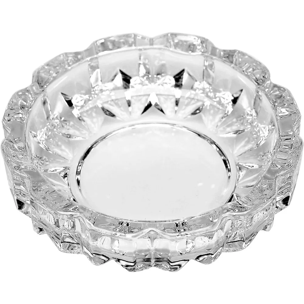 

Round Heavy Crystal Glass Ashtray – for Indoor & Outdoor Decor