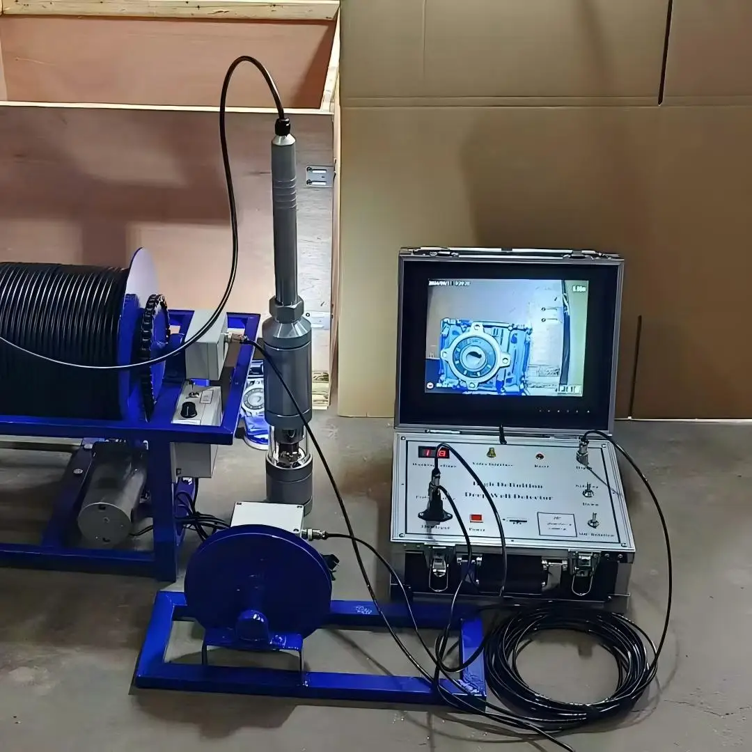 HD Rotating Downhole Camera With Accurate Depth Counting Pulley Waterproof Borehole Inspection Camera Deep Well Video System