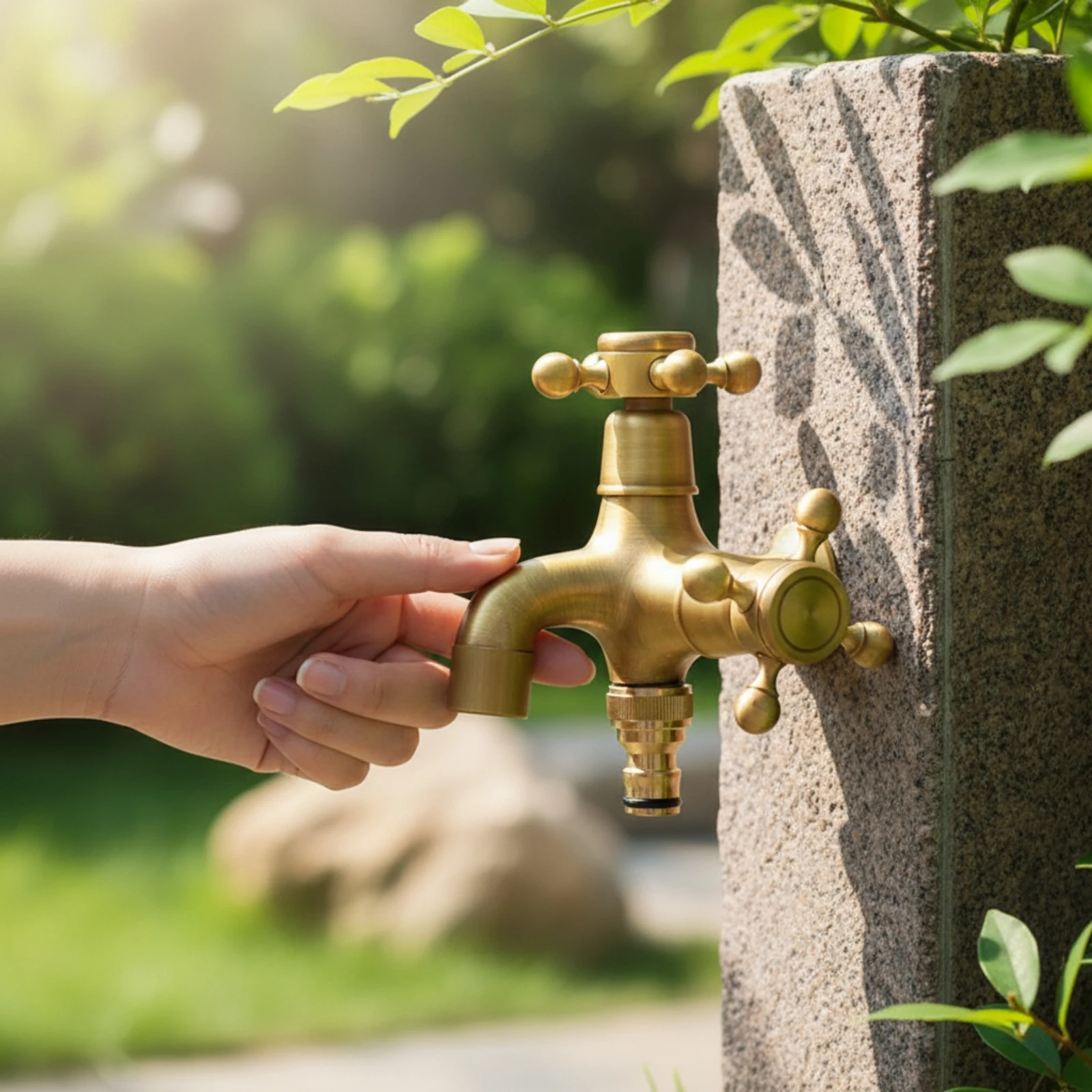 Wall-Mounted Faucet with Hose Connector Threaded Antique-Style Garden Faucet Wall-Mounted Water Tap Retro Garden Hose Spigot
