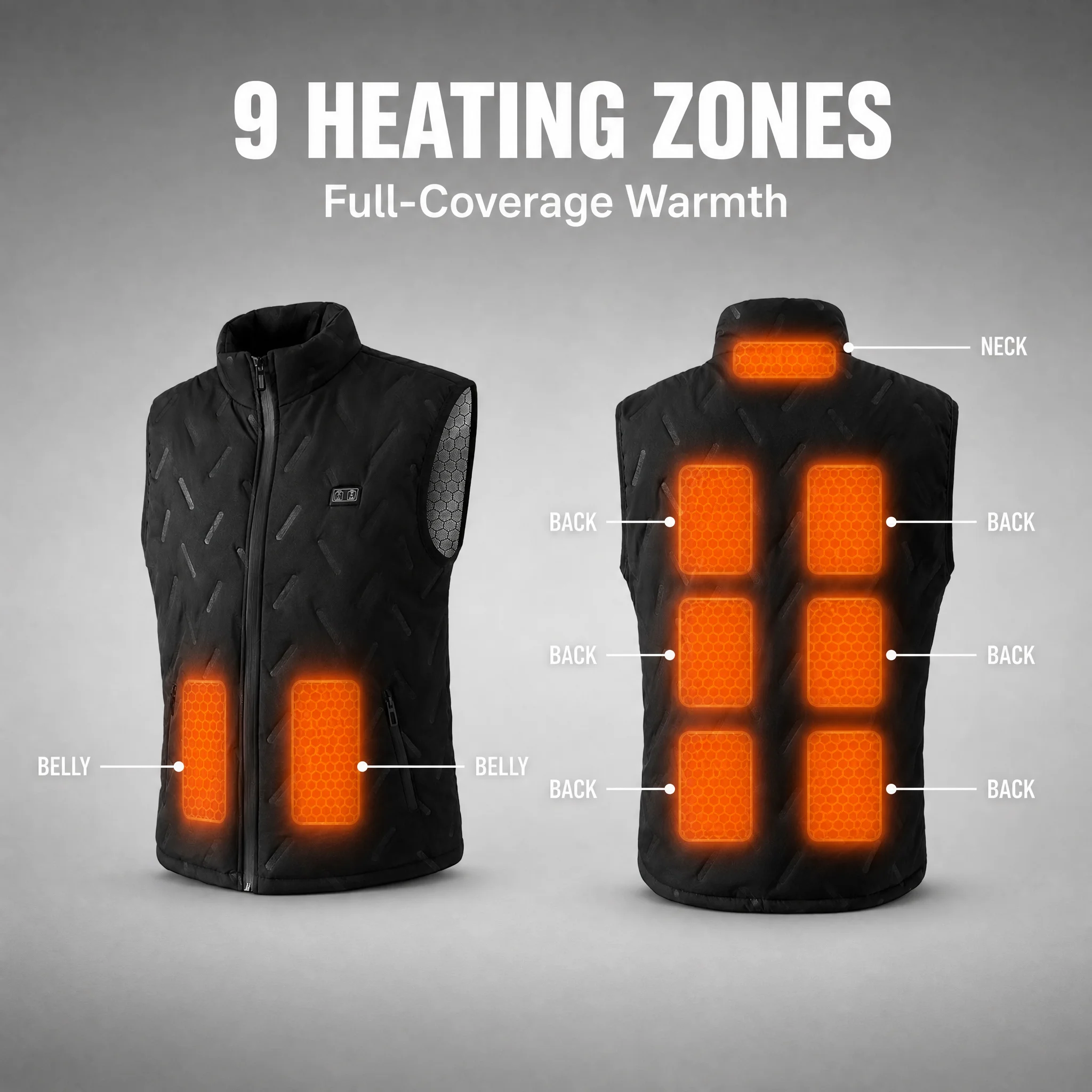 Men’s and Women’s Sport Vests, Heating Vests, Zone 9, Thermal Outerwear, (Excluding Portable Power Banks) USB Ports, Gifts, Styl