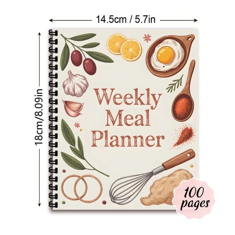 Weekly Meal Planner Notebook, Kitchen Management, Shopping Lists for Food Menu Planning Healthy Diet or Weight Loss Tracking