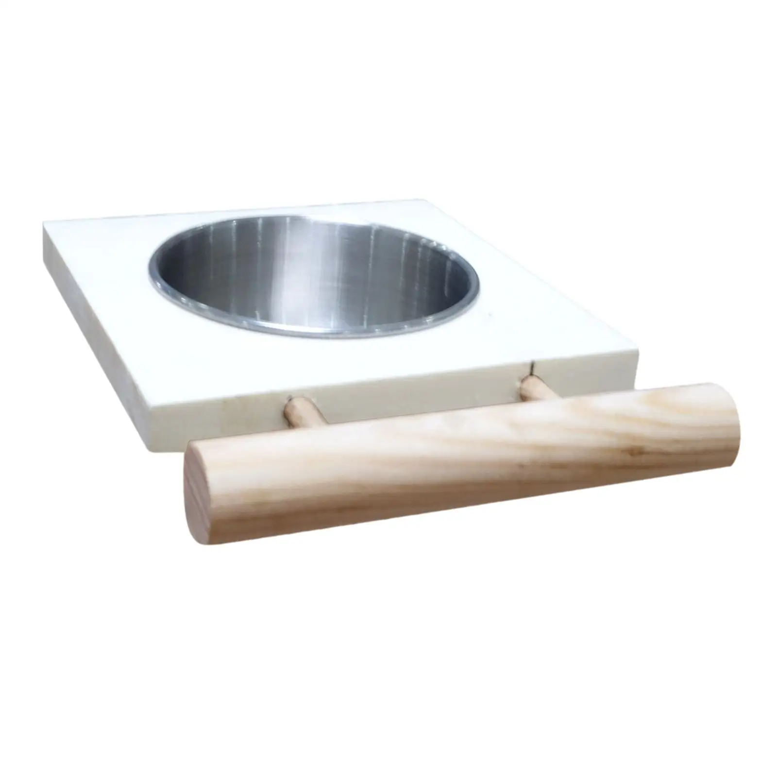 Plato para Alimentar Aves, Soporte de Madera Resistente y Extraíble, Plato de Comida para Loros, Conures, Agapornis, Periquitos y Perdices