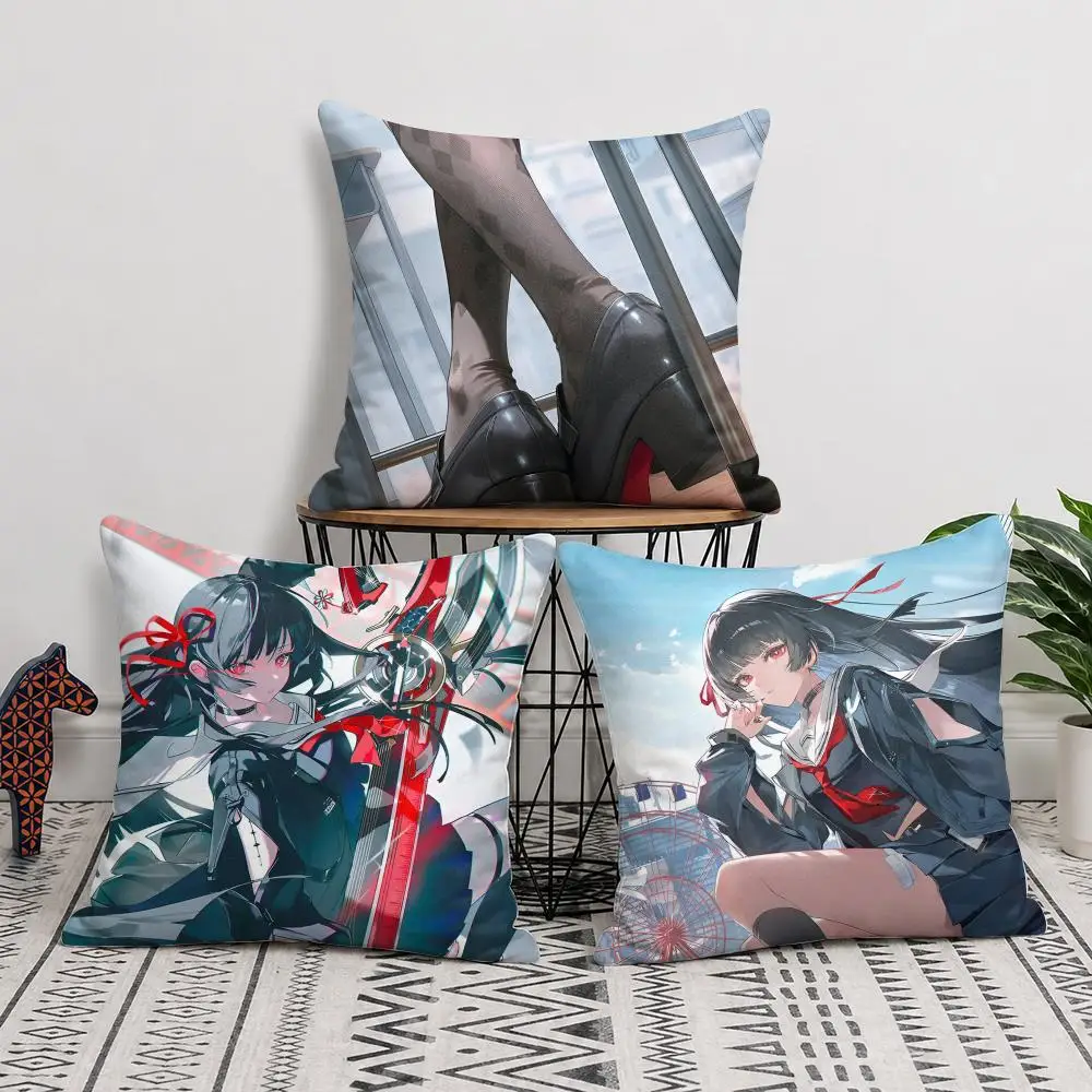 Chisa Wuthering Waves Cushion Cover Short Plush Soft Double-Sided Printing Pillow Case Cozy Sofa Bedroom Home Decor Gift