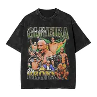 Camisetas Hipster Charles Oliveira para hombre, Camiseta lavada de algodón con cuello redondo, camisetas de manga corta Bronx, ropa única