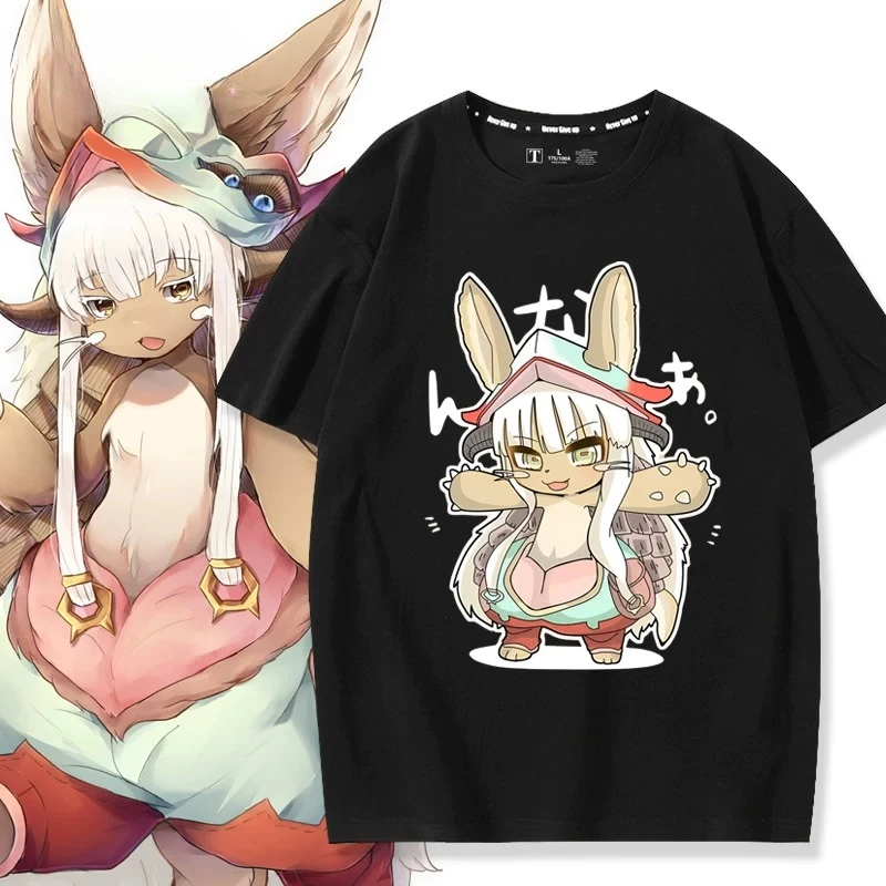 Anime Made in Abyss Cartoon Print Oversized T Shirt Women Men Nanachi Riko Bondrewd‌ Reg‌ Cosplay Short Sleeve Graphic Tees
