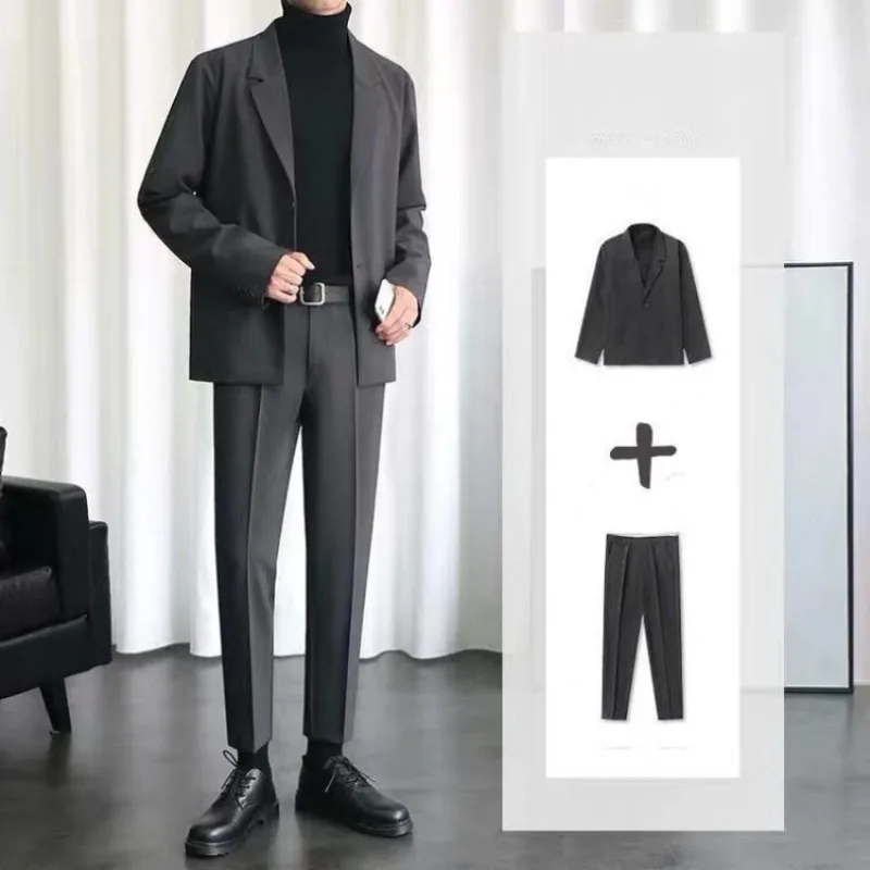 

Мужской повседневный костюм-тройка в корейском стиле: модный, стильный, теплый зимний пиджак и брюки на флисовой подкладке