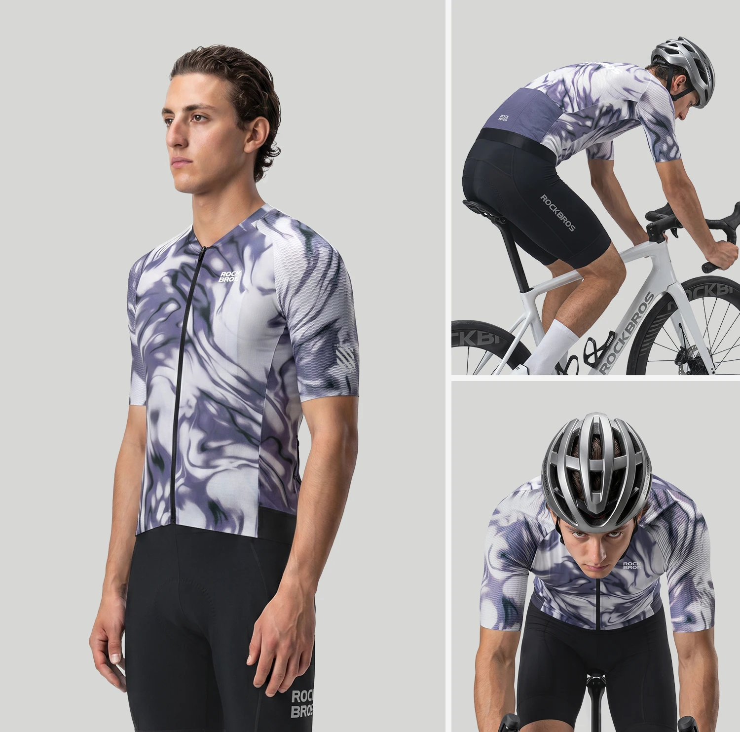 ROCKBROS Sommer-Radtrikot Leichtes Hochelastisches Oberteil Atmungsaktives Schnelltrocknendes Kurzarm-Trikot Herren-Radsportbekleidung – Detail 8