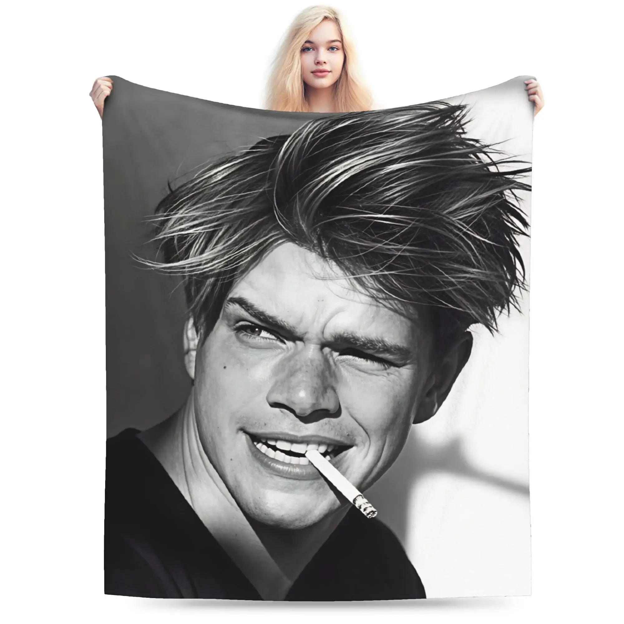 Matt Damon Blanket Warm Cozy  Bedding Throws Spring Adults Living Room Camping Bedspread
