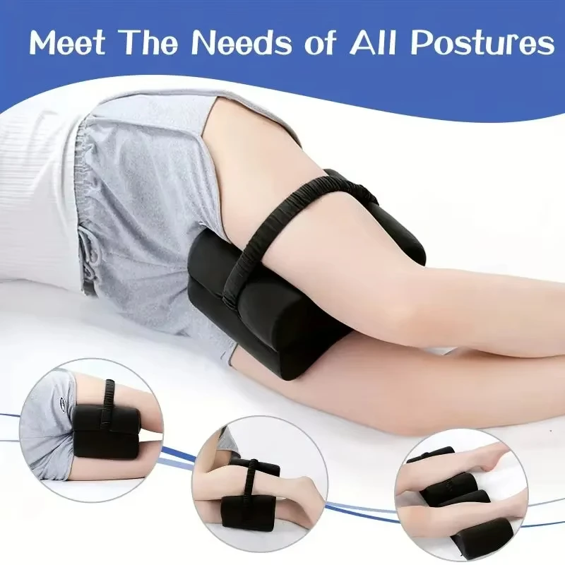 2-in-1 Ergonomic Memory Foam Leg Positioning Pillow with Non-Slip Strap Leg Correction Support Cushion for Sleep Comfort