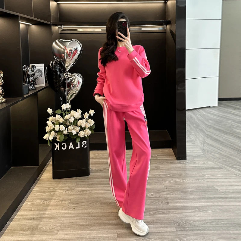 

2025 Spring and Autumn Internet Celebrity Long Sleeve Pants Set Cotton Round Neck Urban Leisure Fashion Set S-2XL