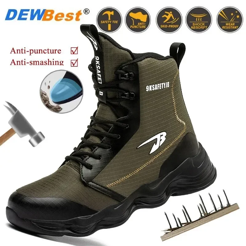 

Mens Breathable Wear-resistant Safety Shoes Anti-puncture Protection Safety Work Boots Wear-resistant Non-slip Steel Toe Shoes 2
