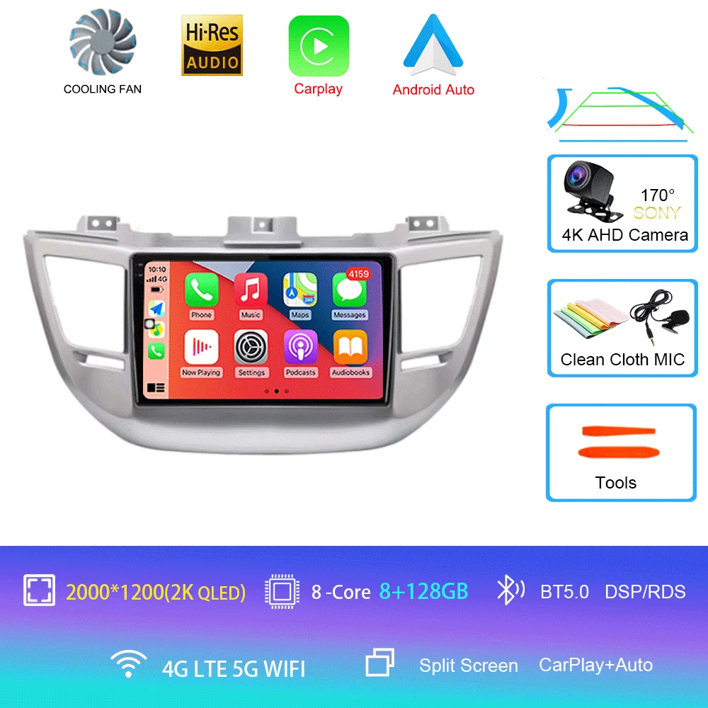 Android 16 autoradio Carplay voor Hyundai Tucson IX35 3 2015 2016 2017 2018 2Din multimediaspeler navigatie GPS head unit