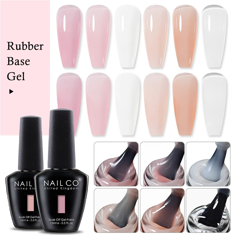 NailCo 15 มล. 2 in 1 เจลยางรองพื้นแบบไม่ต้องเช็ด ท็อปโค้ทเจลสี เจลทาเล็บใส เจลสร้างเล็บ เจลเพ้นท์เล็บ