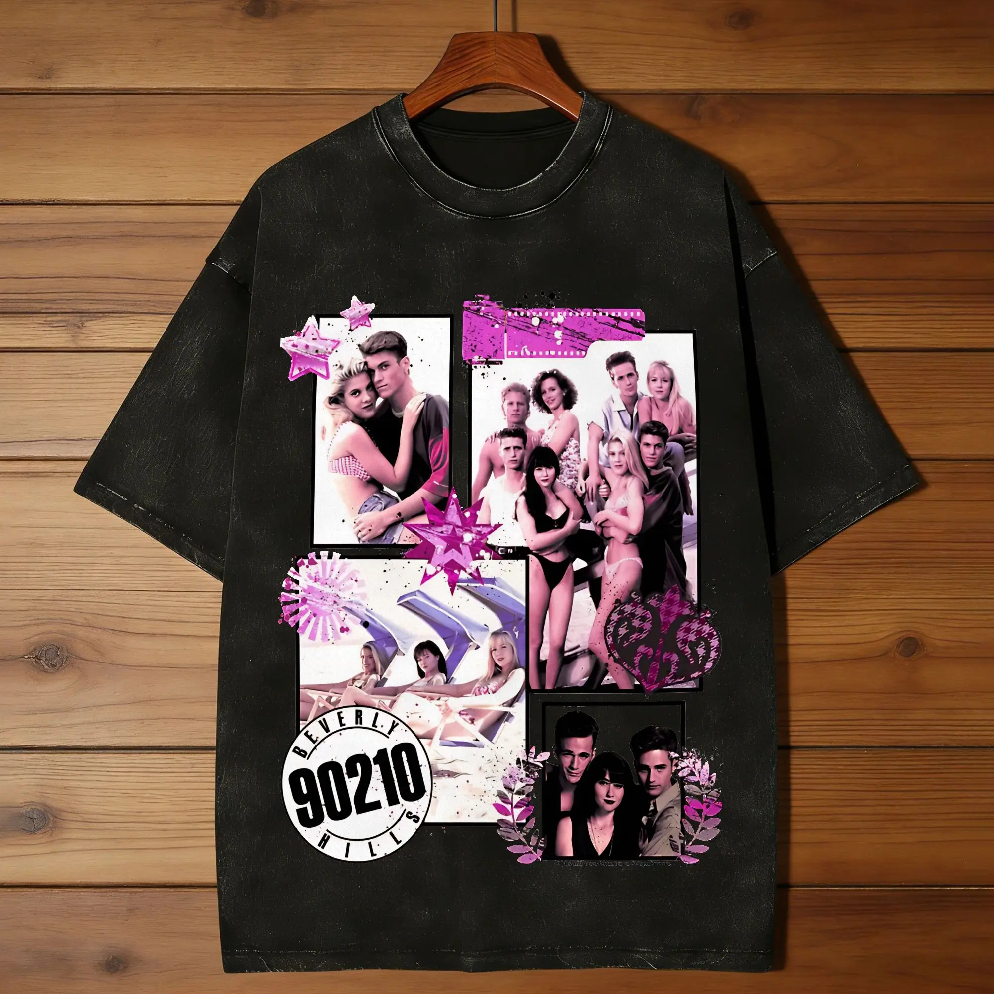 Beverly Hills, 90210 T-Shirts Men  Funny Pure Cotton Tees Round Neck Short Sleeve T Shirts Plus Size Clothes