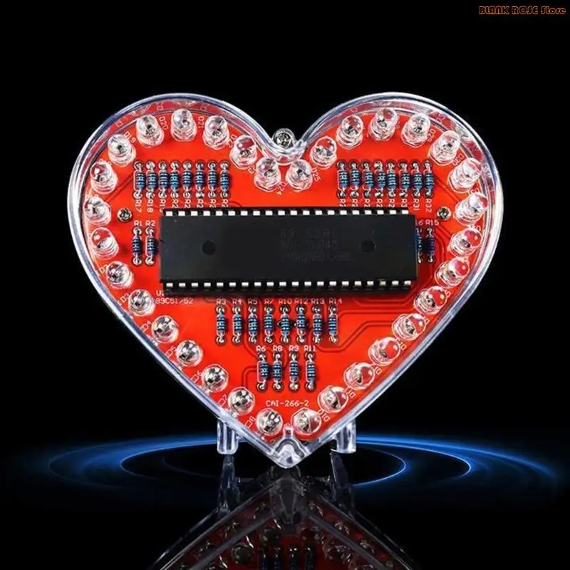 

K1AE Electronic Soldering Practice Set with Heart Shaped RGBs LED Lights for Students