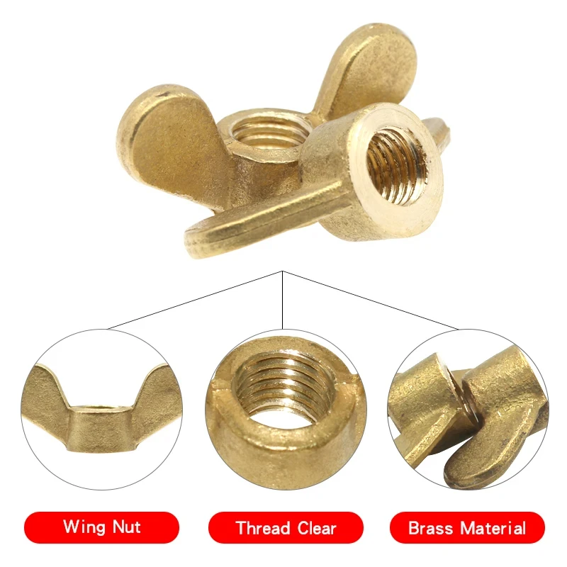 2 ~ 10 pezzi dadi ad alette in ottone metrico M3 M4 M5 M6 M8 M10 M12 dadi a farfalla con orecchio grande dado a vite a mano a forma speciale dado ad artiglio