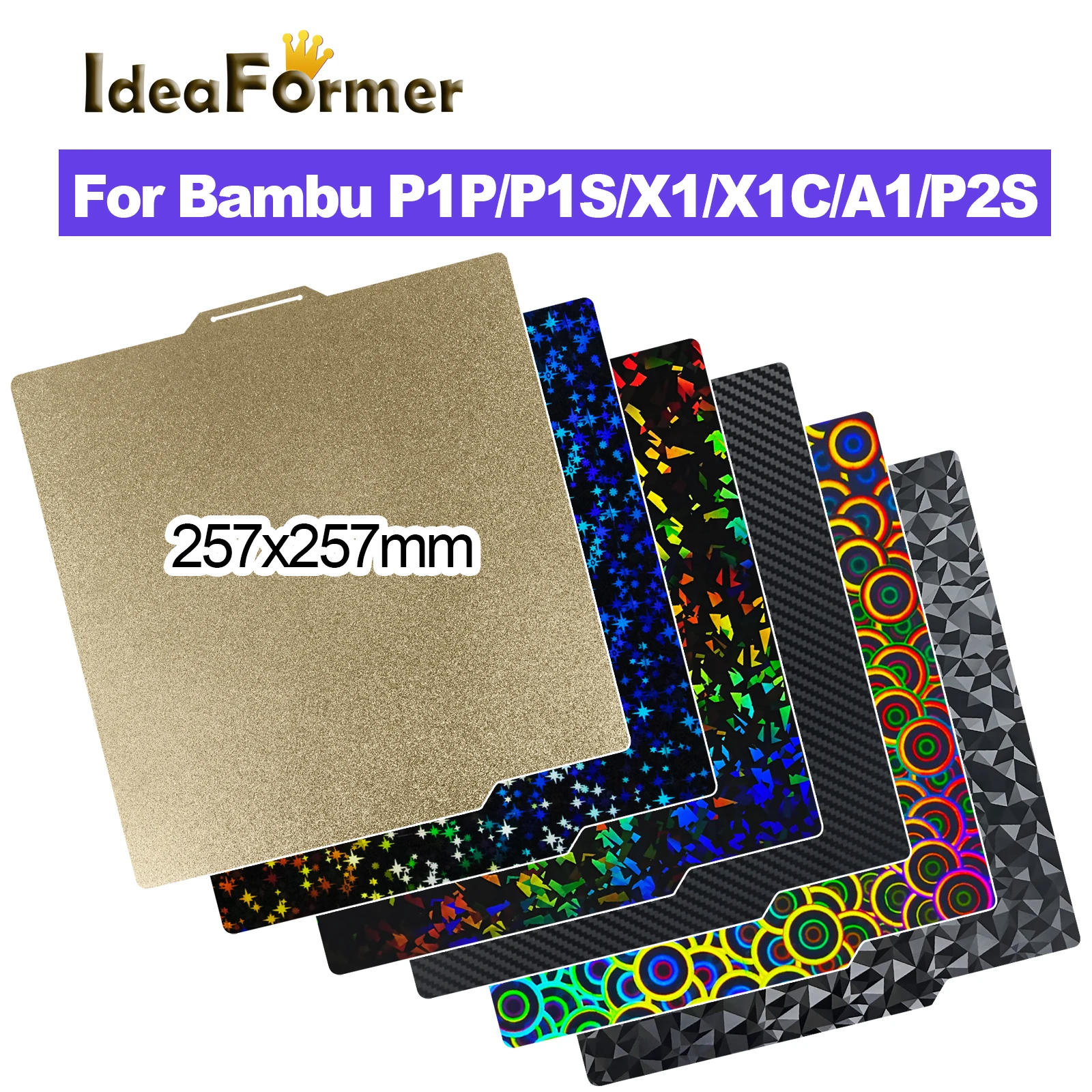 

P2S Build Plate for Bambu Lab A1 P1P P1S Smooth X1C Spring Steel Sheet Double Sided 3D Print For Bamboo X1 Carbon PEI Plate Bed